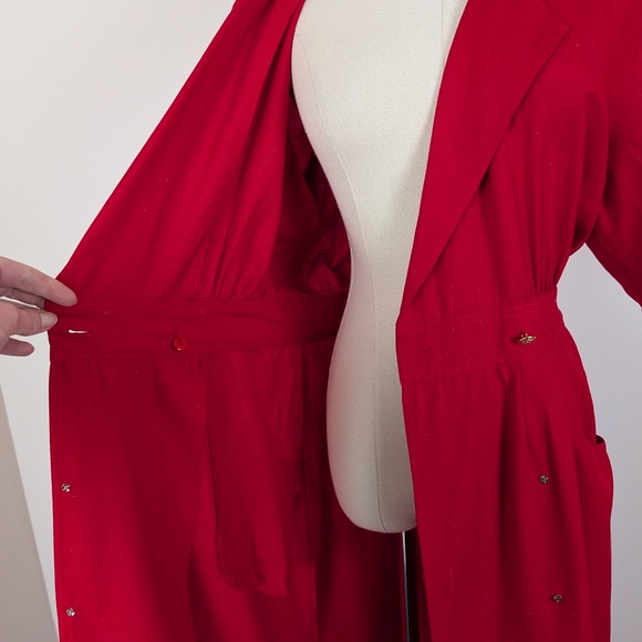 80s Rouie Raw Silk Dress Midi Wrap Asymmetrical Collar Double Breasted Vintage - Picture 11 of 15